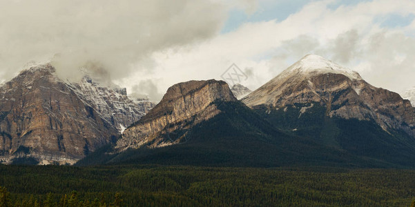 加拿大班夫公园景观全景山顶背景图片