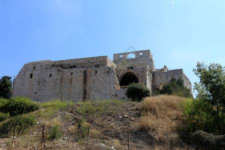 十三世纪十字军在以色列北部建造了叶希亚姆古老的堡垒Ye图片
