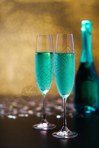 外蓝香槟和金布基背景选择重点政党和节日庆祝活图片