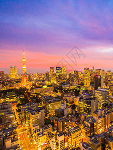 美丽的建筑和东京塔台在日图片