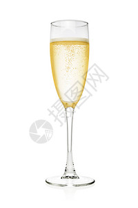 玻璃杯香槟有泡沫和泡孤立图片