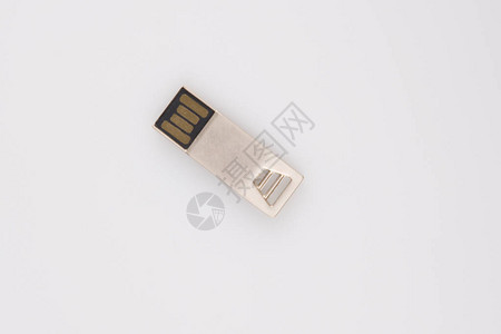 USB键盘闪光驱动器棒记忆在白背景图片