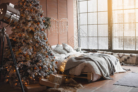 卧室的圣诞设计仍然在房图片