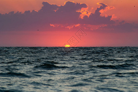 水的黎明太阳在地平线上天空图片