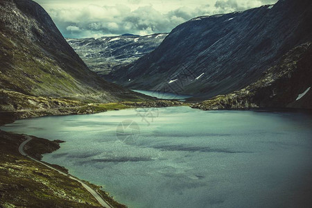 挪威高山湖区景观斯堪的纳图片