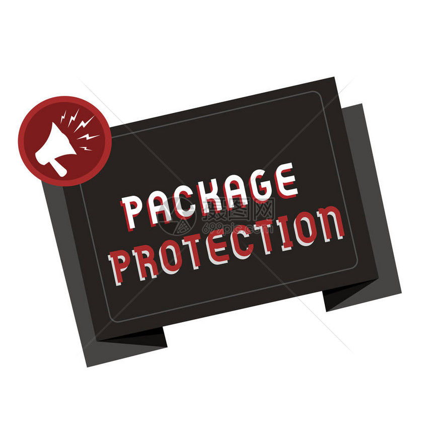 显示软件包保护的文本符号概念上的照片包装和保安物品以避免损坏标签图片