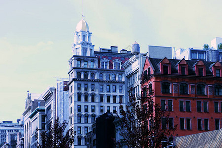 美国纽约曼哈顿的历史建筑背景图片