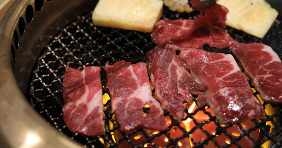 日本餐厅的烤牛肉背景图片