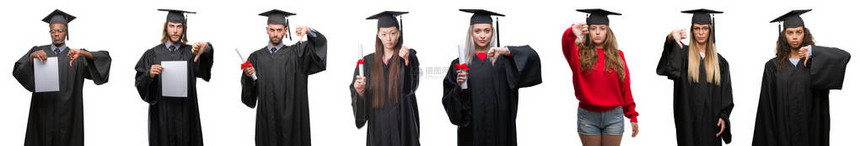 一群年轻学生穿着大学毕业制服图片