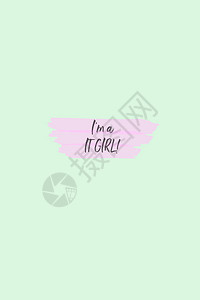 文字我是一个女孩在淡绿色背景的姑娘用粉红色图片