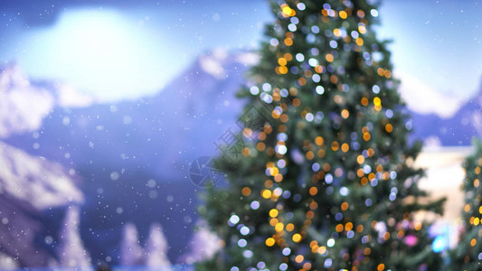 圣诞树上有美丽的灯光图片