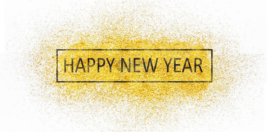 新年快乐白色背景上散落的金光闪图片