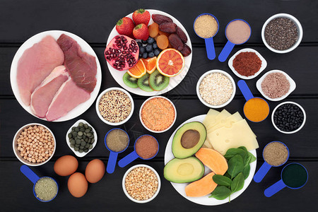 高蛋白质的健美运动员的健康食品高清图片