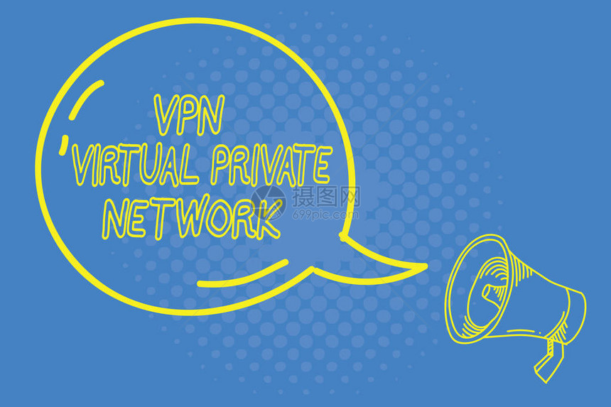 手写文字书写Vpn虚拟专用网络概念意味着互联网上的图片