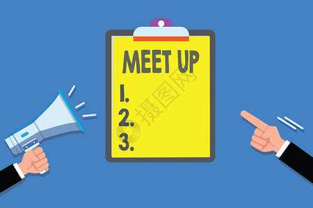 文本符号显示MeetingUp概念摄影非正式会议收集团队讨论小组合作图片