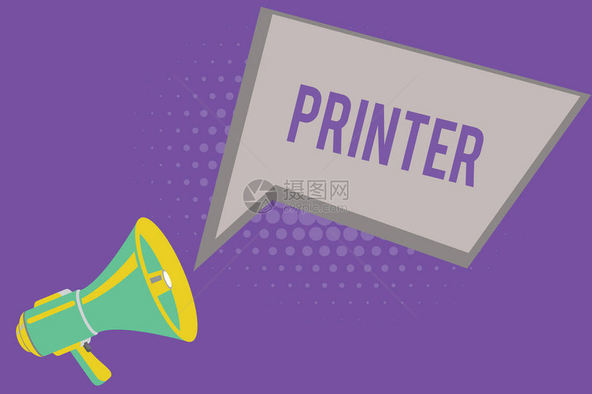 显示打印机的文本符号概念照片设备用于打印在计算机办公设备图片