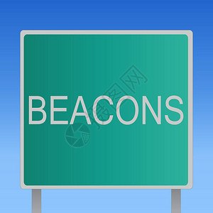 手写文字撰写Beacons概念是指高显要位置的警告信号庆祝活图片