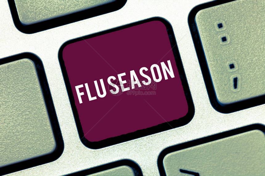 手写文字写FluSea季节概念意指一年的时间图片