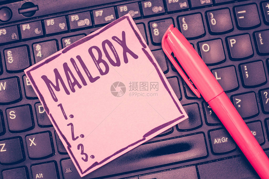 文字书写文本邮箱Box的商业概念安装在邮递件的邮件发送计算机文图片