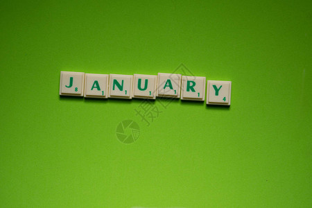 创建了1月的单词在绿屏图片