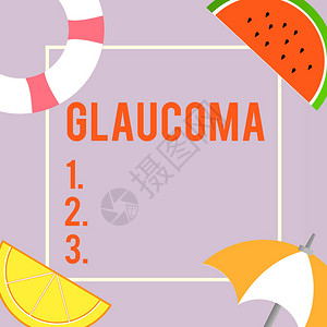 Glaucoma的文字标志概念光照眼病导致视神经视力丧图片