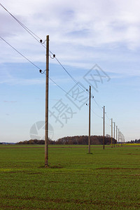 南德州乡村秋天风景中的电线杆图片