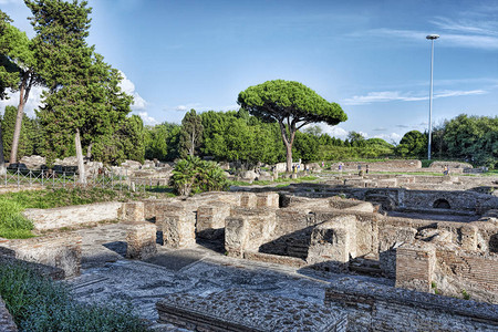 罗马帝国在罗马奥斯蒂亚安提卡考古挖掘图片
