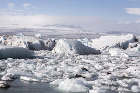 冰岛著名的冰川泻湖的冰川冰川泻湖湾美丽的寒冷景观图片冰岛的独特图片