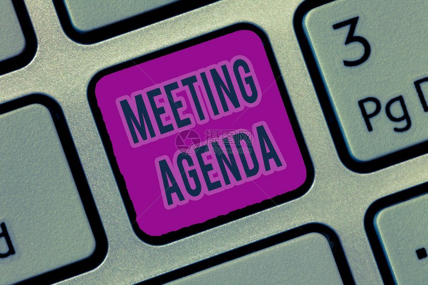 显示会议程的书写笔记展示议程的商业照片对会议的需求设定图片