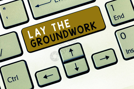 文本符号显示LayTheGroundwork概念照片为基本知识或基金图片