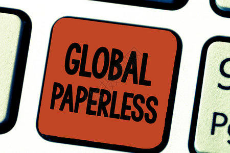 全球无纸组织GlobalPaperless的概念手写商业图片展示了像电子邮件而不是纸张这背景图片