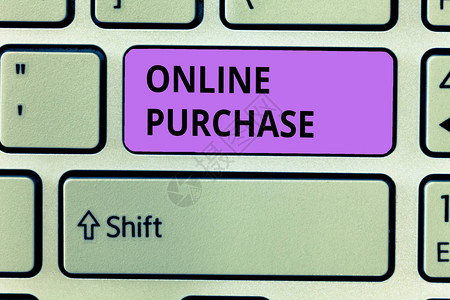 显示在线购买的概念手写展示从互联网上购买电子商务图片