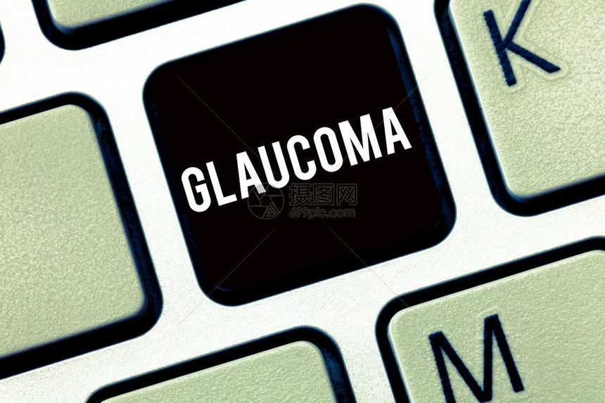 Glaucoma的文字标志概念光照眼病导致视神经视力丧图片