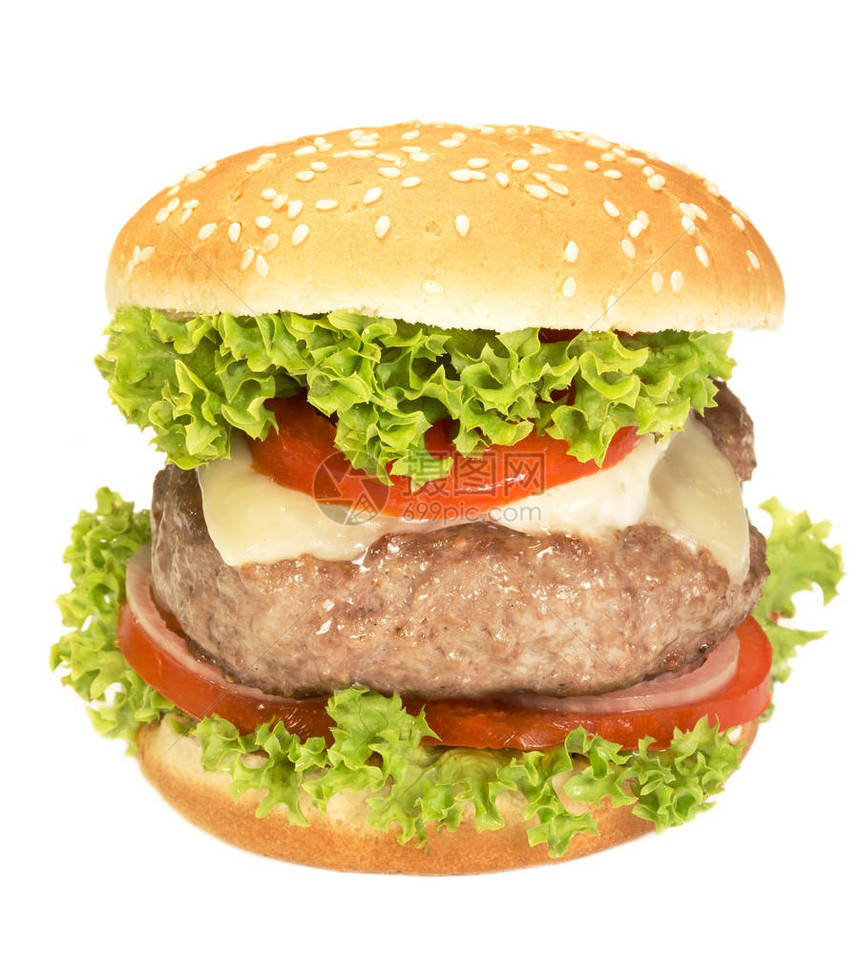 肉汉堡加沙拉白图片