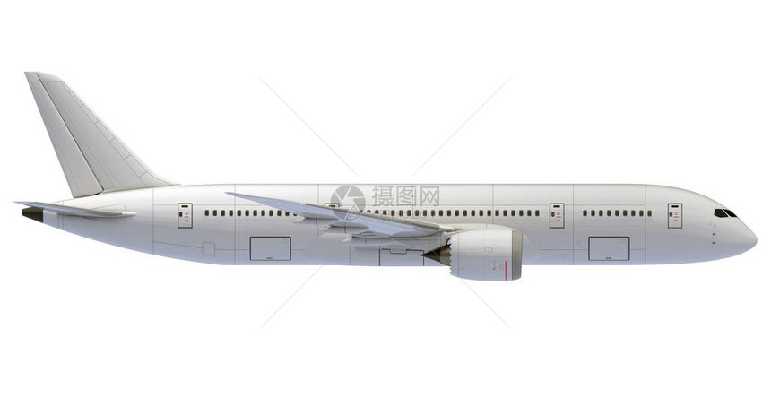 商用喷气式喷气式飞机在白色上被隔离3D转换图片