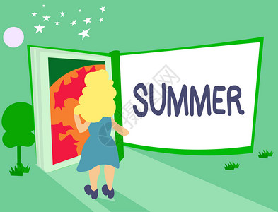 手写文本夏天概念意思是北半球从六月到八月一年中图片