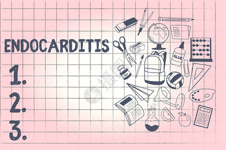 概念手写显示心内膜炎展示心脏内层严重感染和肿图片