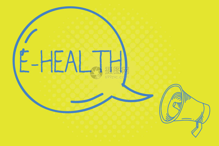 文字书写文本E健康由电子方法和通信推动的医疗保健实图片