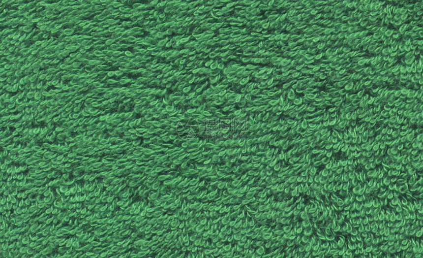绿色毛巾纹理表面绿色毛巾背景图片