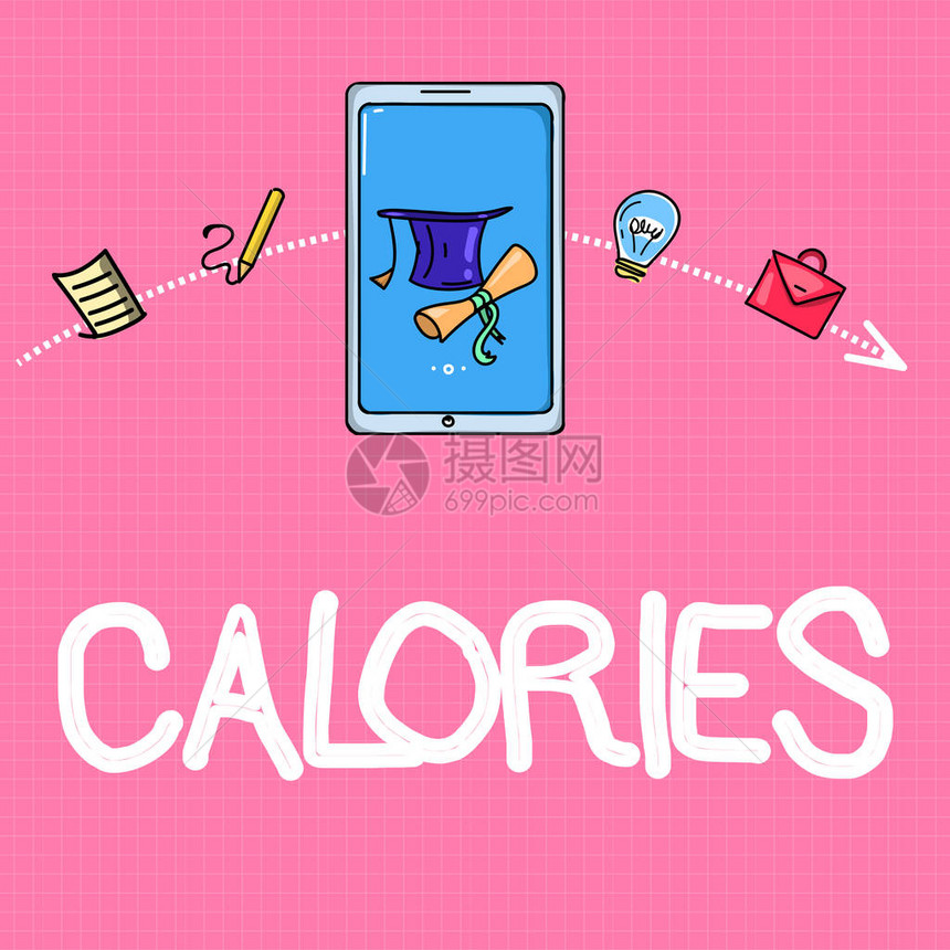 Calories商业照片文本由食物释放的能源因为它被体外分析体消化后通过图片