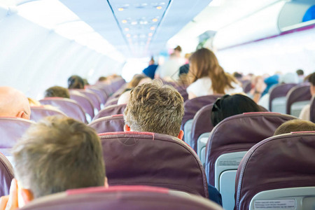 乘客坐在飞机内图片