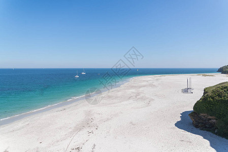 莫尔比汉布列塔尼格兰斯电缆高原的Beach图片