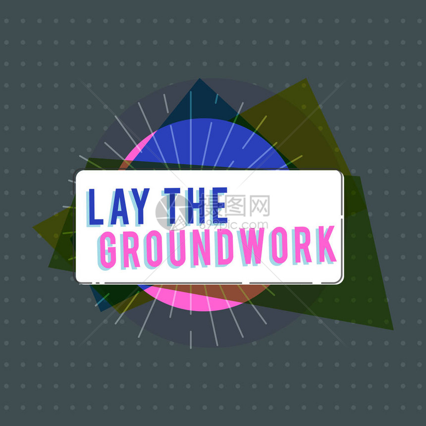 文本符号显示LayTheGroundwork概念照片为基本知识或基金图片