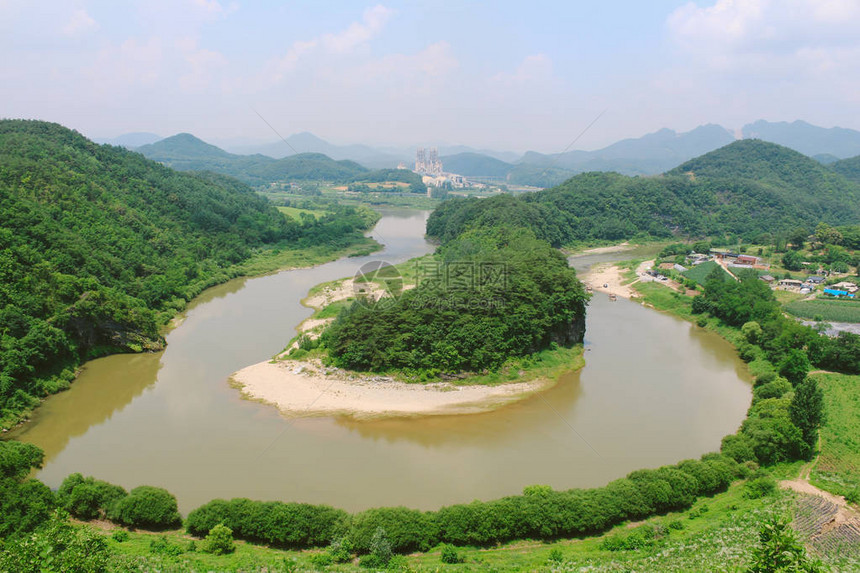 朝鲜半岛形的克利夫斯HanbandoWetland和韩国江原道永狼Sio图片