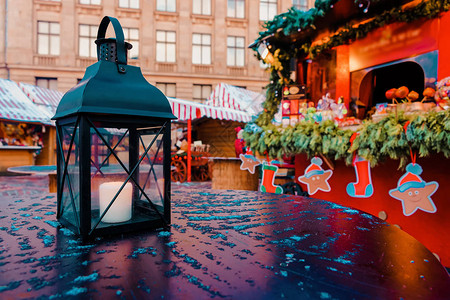 拉脱维亚冬季里加一个传统的欧洲圣诞市场图片