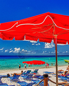 大特克加勒比红海滩伞背景图片