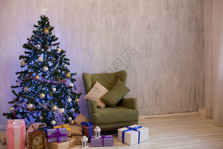 圣诞节背景室内新年树礼物冬天图片