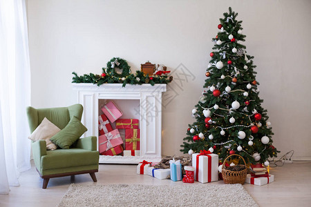 圣诞节背景室内树礼物冬天图片