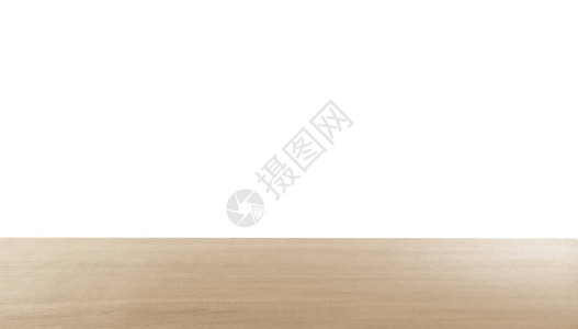 白色背景的时尚木桌顶图片