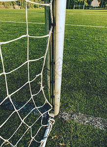 在足球场上目标足球场在绿草或足球场图片